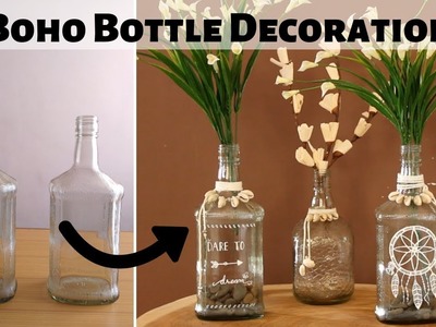 DIY Waste Glass Bottle Decoration. Boho Bottle Decoration. DIY Craft Ideas #2 | Dhara Patel