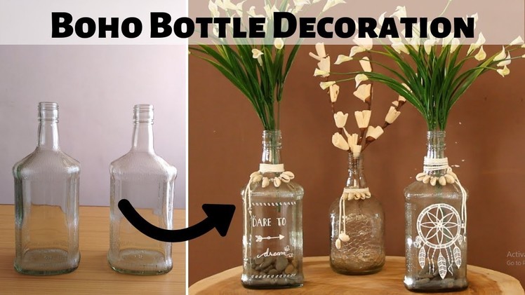 DIY Waste Glass Bottle Decoration. Boho Bottle Decoration. DIY Craft Ideas #2 | Dhara Patel