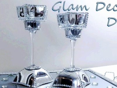 Dollar Tree DIY Glam Faux Mirror Mercury Glass Candle Holders