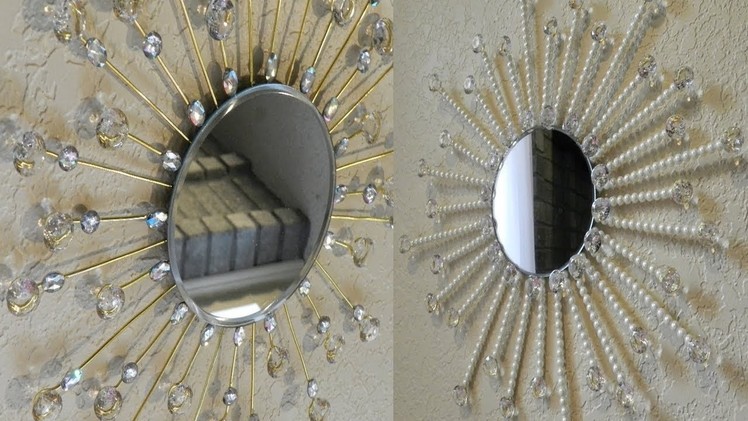 Dollar Tree DIY Sunburst Mirror |Diamond and Pearls Home Decor with Dollar Tree Items |