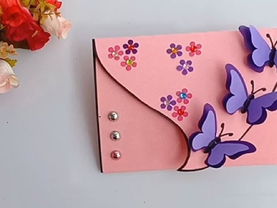 Handmade birthday Butterfly card. DIY Greeting Card idea. 