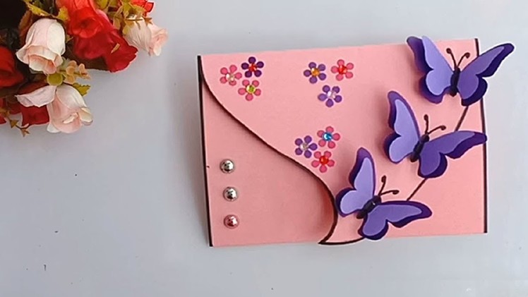 Handmade birthday Butterfly card. DIY Greeting Card idea. 