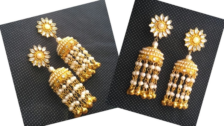 How To Make Beautiful Pearl Jhumar Earrings | Designer Jhumkas Making |Partywear| DIY Pearl Jewelry