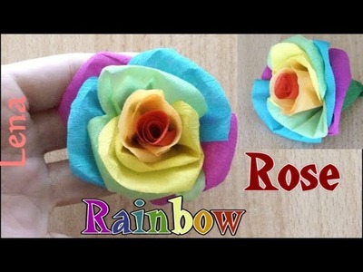 Kreative Tipps von Lena - Regenbogen Rose machen aus Krepp - Rainbow Rose DIY