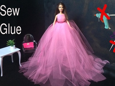 No Sew No Glue Barbie dress in Few minutes.TOTALLY COOL DIY BARBIE HACKS AND CRAFTS