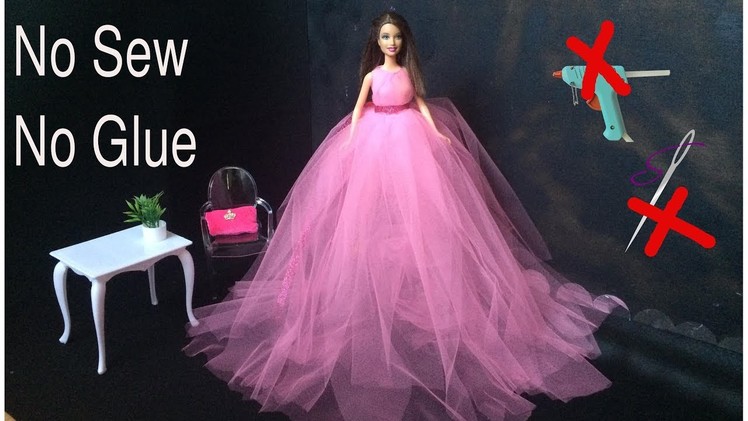 No Sew No Glue Barbie dress in Few minutes.TOTALLY COOL DIY BARBIE HACKS AND CRAFTS