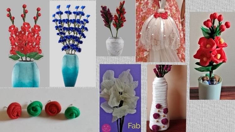 WASTE CLOTH CRAFTS | 8 EASY DIY CRAFTS AND FLOWERS USING WASTE CLOTH OR FABRIC