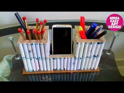 Wow best Reuse idea of waste #ThreadSpool #DIY arts and crafts Threadspool Pen stand mimaeasyart