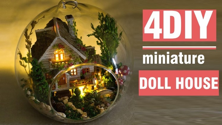 4 DIY Miniature Modern House (with Crystal ball, LED lights, etc. )
