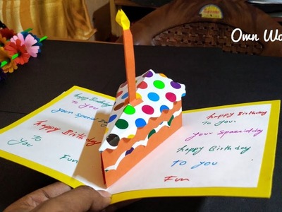 Beautiful Birthday Greeting Card Idea | DIY Birthday Cake  POP-UP card |mother’s day card!