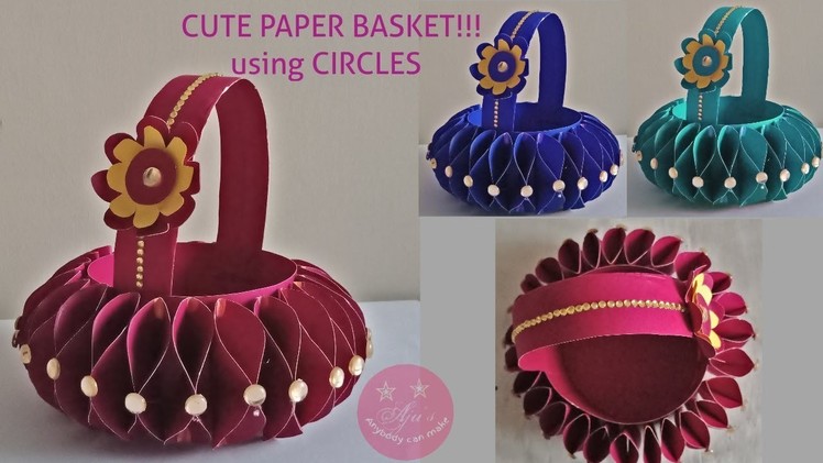 CUTE EASTER BASKET WITH CHART PAPER OR A4 PAPER USING CIRCLES | FLOWER GIRL BASKET