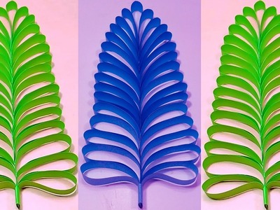 Decorative Green Leaves Making Simple Paper | Easy Paper Crafts For Kids | Paper Crafts Step By Step