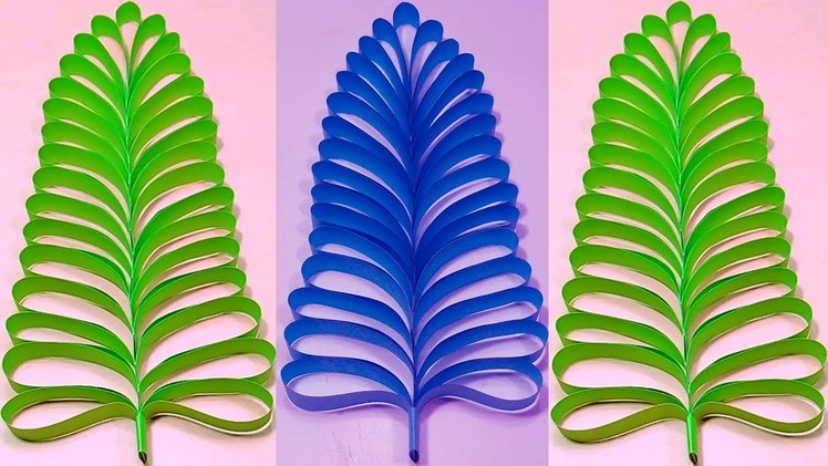 Decorative Green Leaves Making Simple Paper | Easy Paper Crafts For Kids | Paper Crafts Step By Step