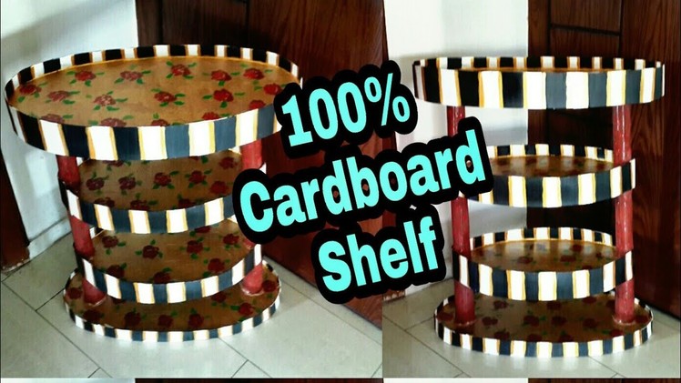 DIY Cardboard Furniture. Cardboard Shelf. Best out of waste stuff Room Organization