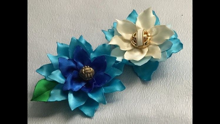 DIY kanzashi petal satin ribbon flower hair clip