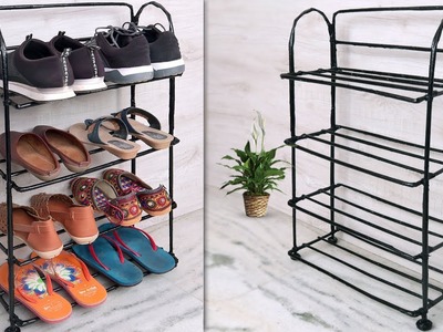 DIY Shoe Rack.  Space Saving !!! Best Out of Waste Organization Idea || DIY Shoe Stand