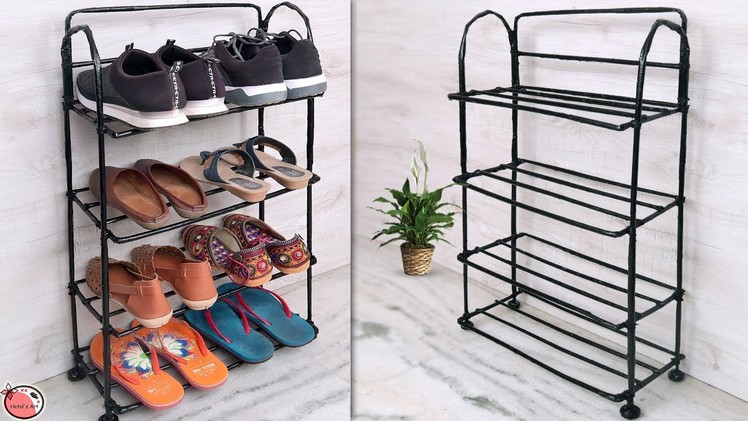 DIY Shoe Rack.  Space Saving !!! Best Out of Waste Organization Idea || DIY Shoe Stand