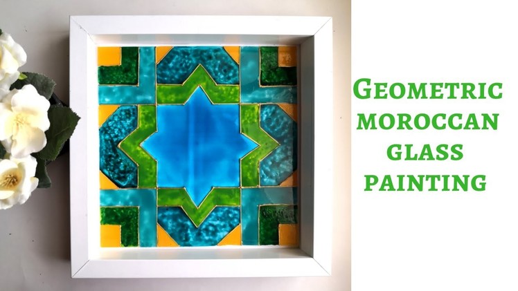 Easy glass painting design for beginners| geometric moroccan pattern| DIY wall decor