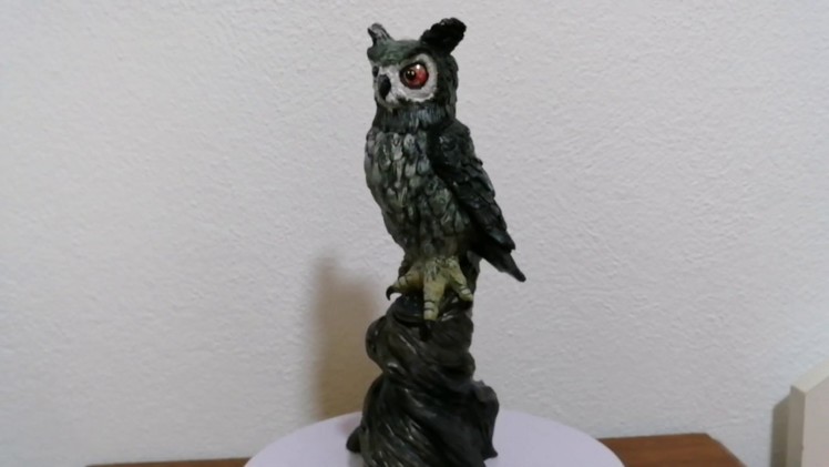Polymer clay European Eagle-owl Sculpture - Part 2 (painting the owl).