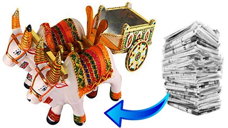Quilling Bullock Cart. Best from Waste. Paper Bull Cart. Miniature Quilling. Quilling showpiece