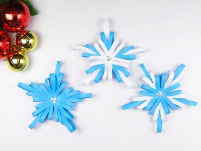 3D Paper Star for Christmas. Paper Stripe Snowflake DIY