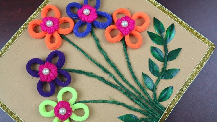 Amazing Crafts Ideas | How to Make Wall Hanging Using Hair RubberBands For Home Decor - Reuse ideas