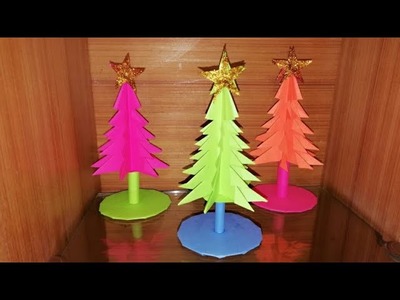 Christmas special crafts. Christmas tree with color papers. how to make easy paper Christmas tree