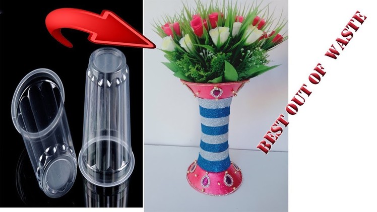 DIY Flower vase : How to make flower vase at home ! Making flower vase from plastic glasses !