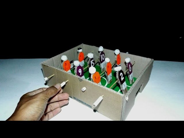 DIY How to make foosball mini table from cardboard