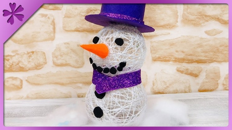 DIY How to make snowman out of yarn, cotton balls (ENG Subtitles) - Speed up #543