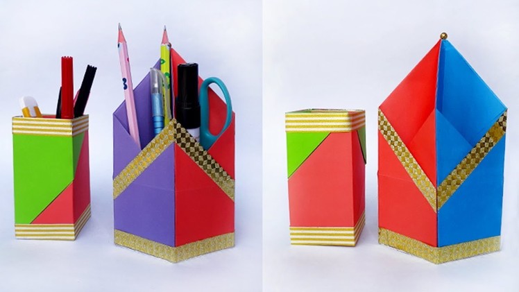 DIY: Pen & Pencil Holder | Origami Pen Holder | How to Make Origami Hexagonal Pen. Pencil Holder