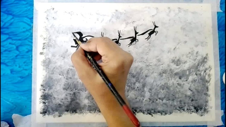 How to draw Christmas scenery.CHRISTMAS DRAWING OF SANTA FLYING WITH DEERS