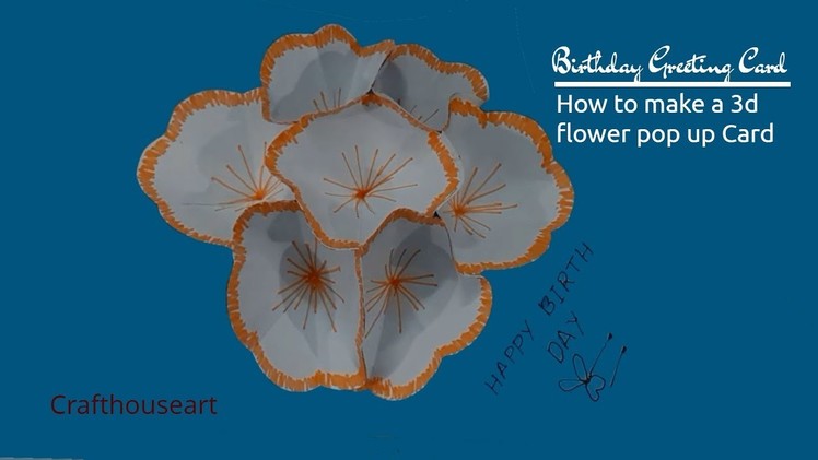 How to make 3d pop up flower greetings card | Crafthouseart