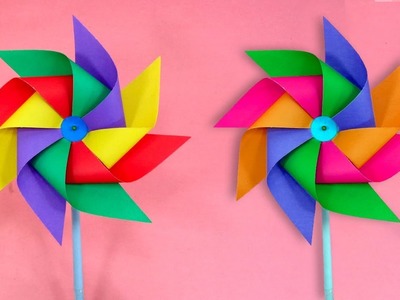 How To Make a Four Color Paper Windmill for Kids - Easy [Pinwheel] Tutorial