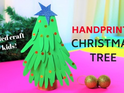 How to make a handprint christmas tree~DIY Christmas ornaments for kids-~paper craft