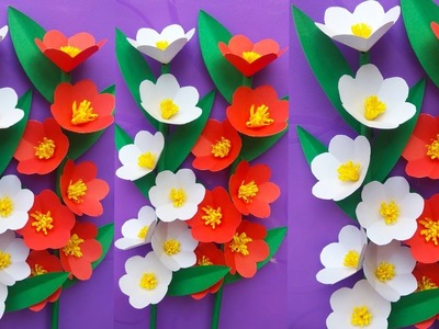 How to make a paper stick flowers | paper rose, flower making | paper crafts for kids