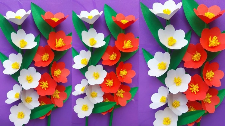How to make a paper stick flowers | paper rose, flower making | paper crafts for kids