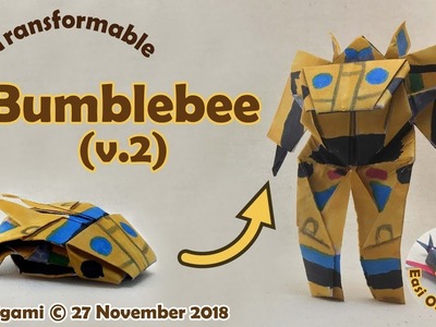 How to make a Papercraft, Origami Bumblebee V2 (requires 1-3 straight cut)