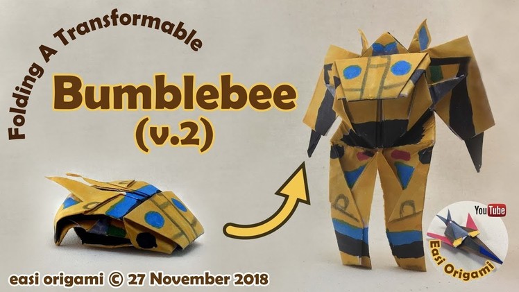 How to make a Papercraft, Origami Bumblebee V2 (requires 1-3 straight cut)