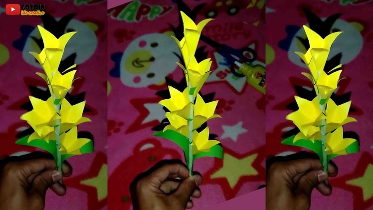 How to Make Beautiful Paper Flower Stick For Room Decoration | DIY flower papers