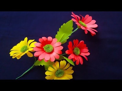 How to Make Beautiful Paper Flower Stick for Room Decoration | Making Papercraft | Backdrop