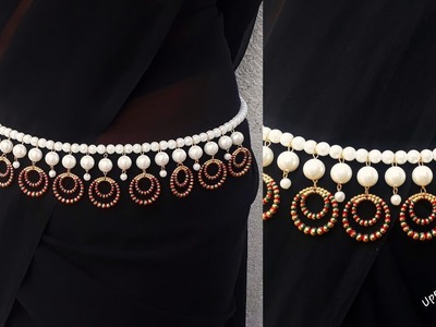 How To Make Beautiful Pearl Waist Chain At Home | Kamarband Designs | Vaddanam | Jewelry Making