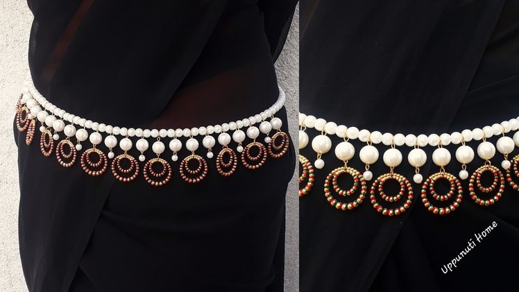 How To Make Beautiful Pearl Waist Chain At Home | Kamarband Designs | Vaddanam | Jewelry Making