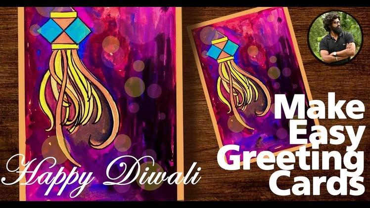 How to make Easy, Simple and Beautiful Handmade Diwali Greeting Card for kids | Diwali Special Art