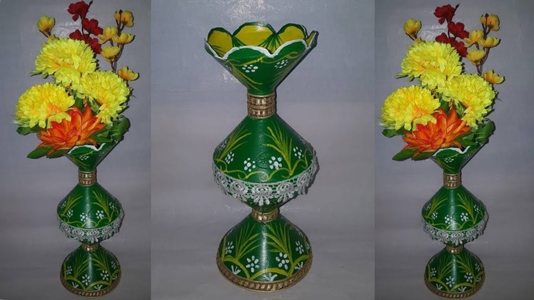 How to make flower vase ||flower vase with plastic cup ||dustu pakhe