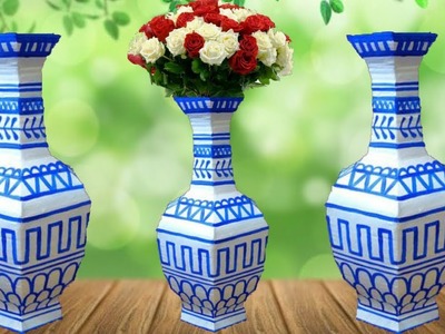 How to make flower vase\\flower vase with cardboard \\easy vase making \\dustu pakhe