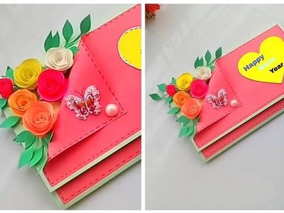 How to make new year 2019 greeting card. easy and beautiful greeting card for new year
