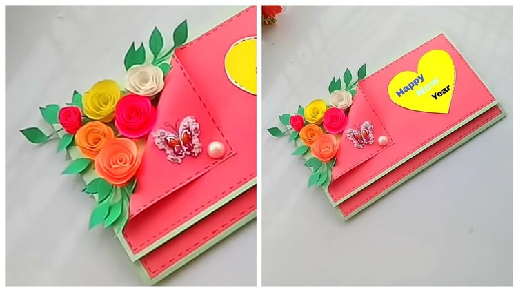 How to make new year 2019 greeting card. easy and beautiful greeting card for new year