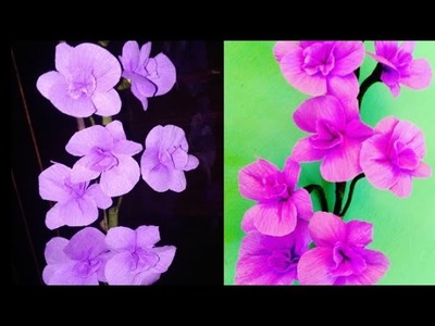 How to make orchid flowers||purple orchid||orchid inspired flower making||how to make paper orchids