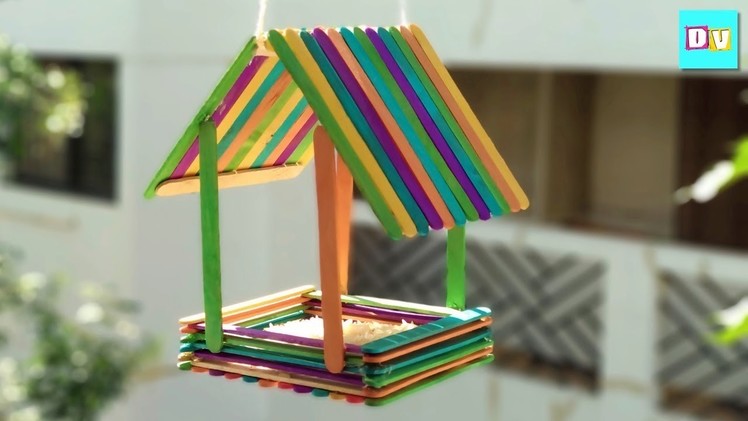 How To Make Popsicle Stick Birdhouse | Popsicle Stick Bird Feeder
